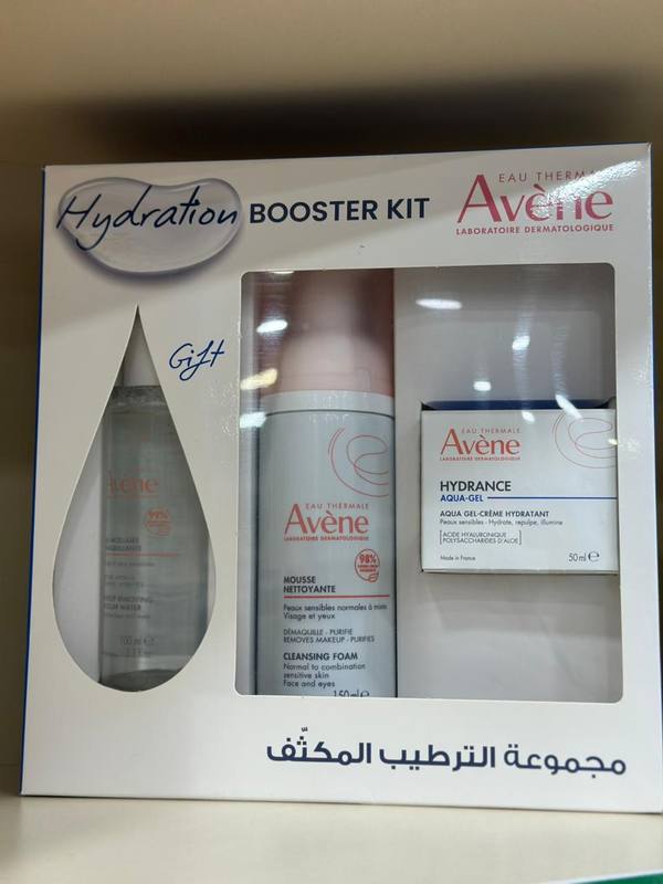 Avène Hydration Booster Kit with micellar water, cleansing foam and Hydrance Aqua-Gel